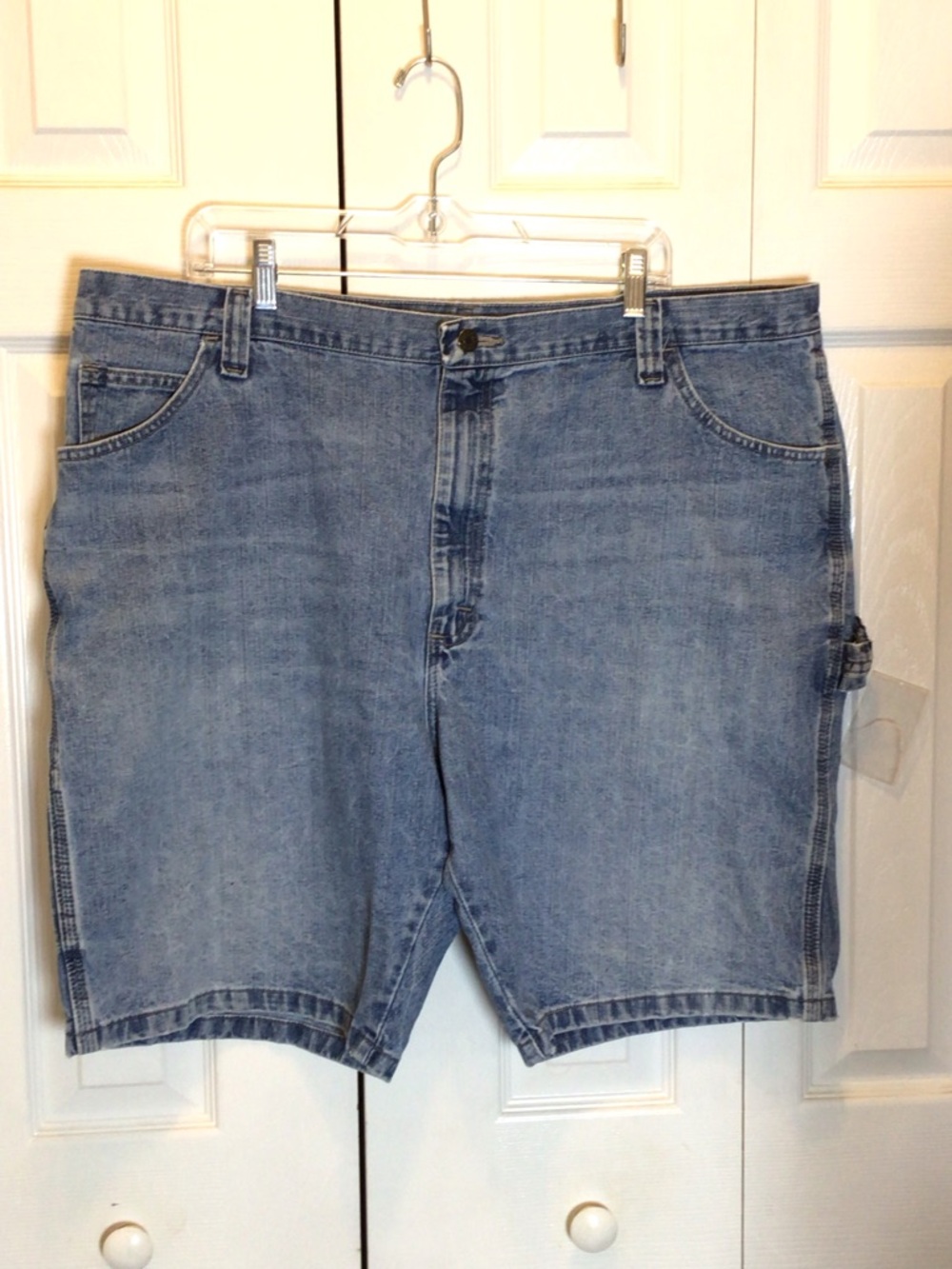 Vintage Wrangler Carpenter Shorts 42 Denim 10” Inseam Workwear Baggy 90s Men - Picture 4 of 11